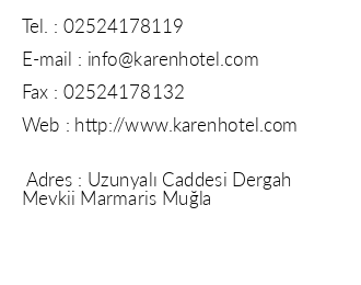 Karen Hotel iletiim bilgileri